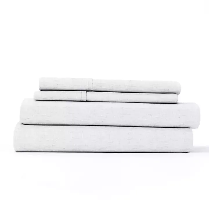 White Chambray 4-pc. Queen Bed Sheet Set
