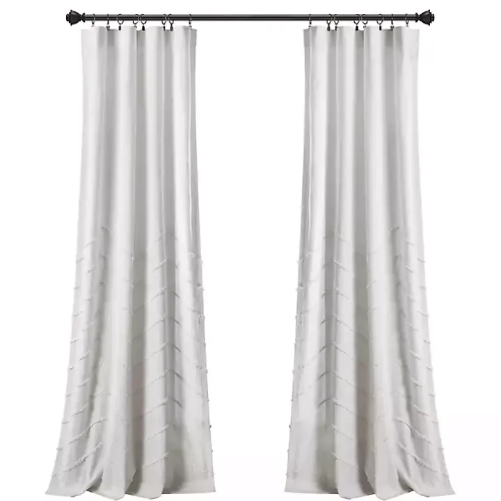 White Chenille Chevron Curtain Panel Set, 84 in.