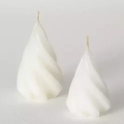 White Christmas Tree Kitira Candles, Set of 2