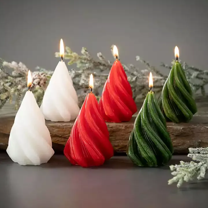 White Christmas Tree Kitira Candles, Set of 2