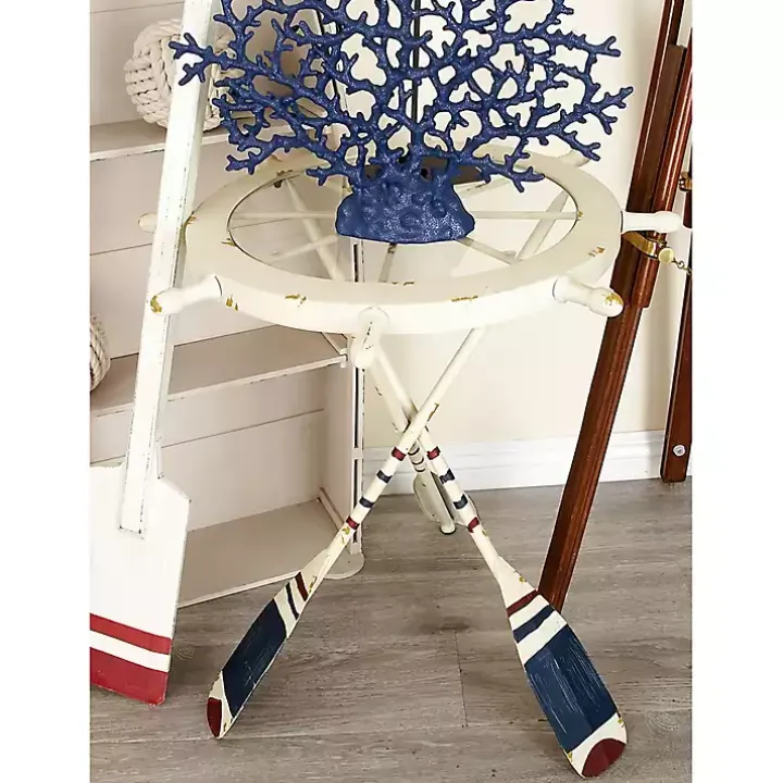 White Coastal Ship Accent Table