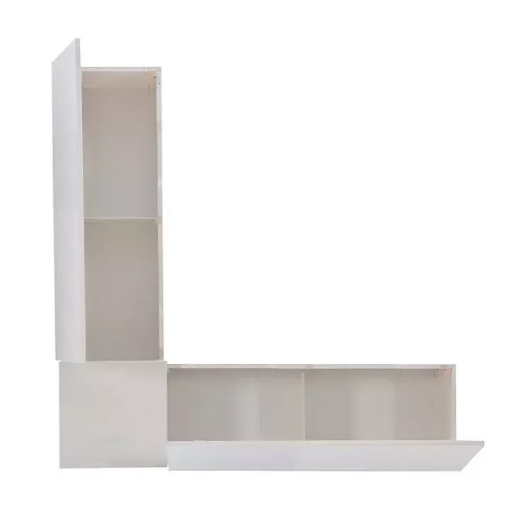 White Corner Bench with Black Cushions