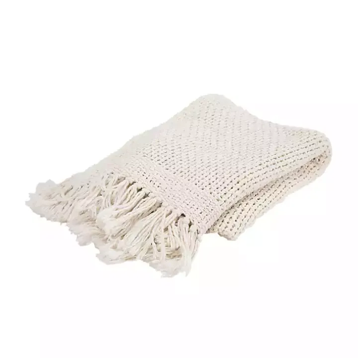 White Cotton Tassel Throw