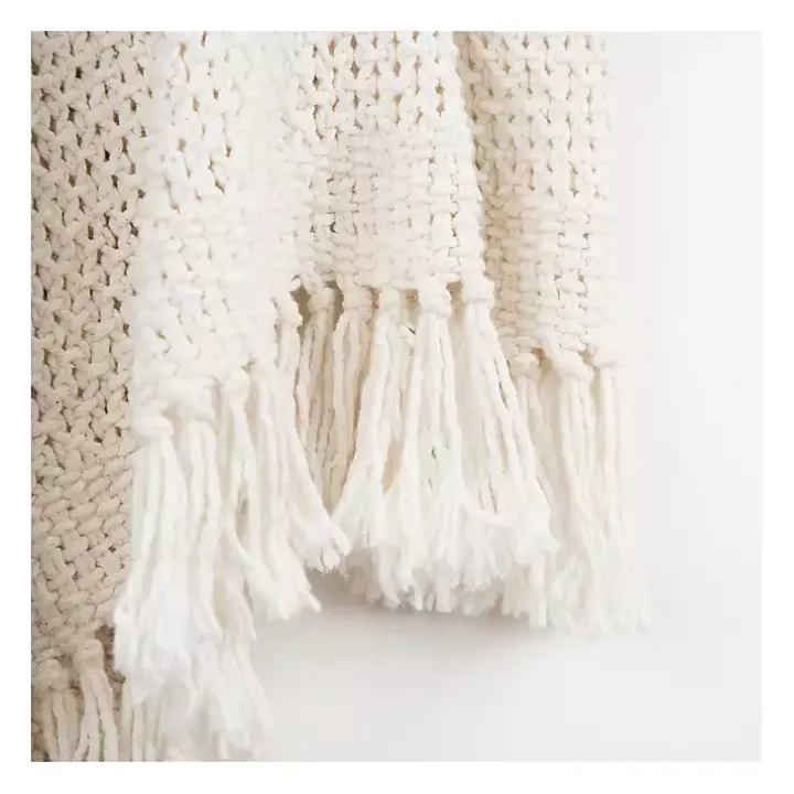 White Cotton Tassel Throw