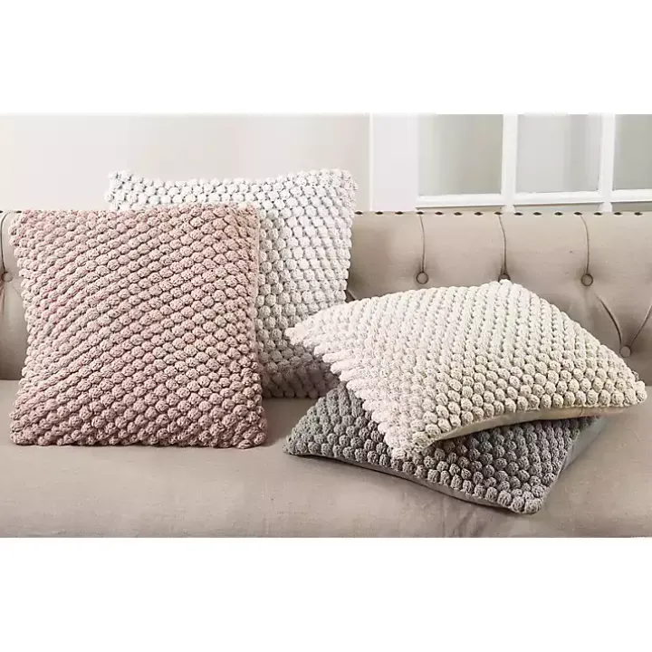 White Crochet Pom Pom Cotton Pillow
