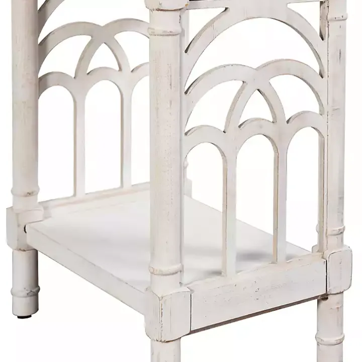 White 1-Drawer Cathedral Sides Accent Table