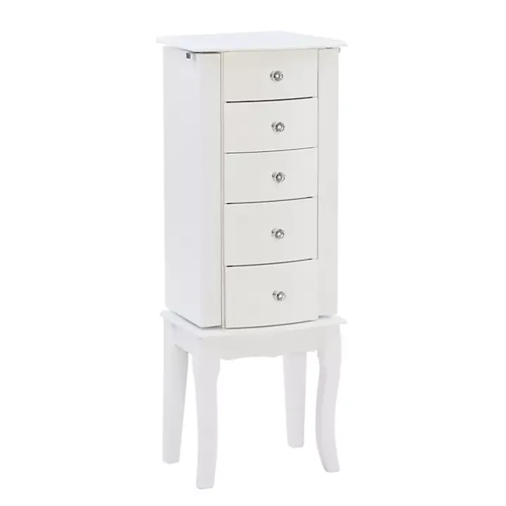 White 5-Drawer Jasmine Petite Jewelry Armoire