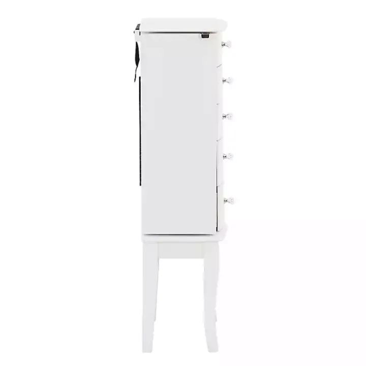 White 5-Drawer Jasmine Petite Jewelry Armoire