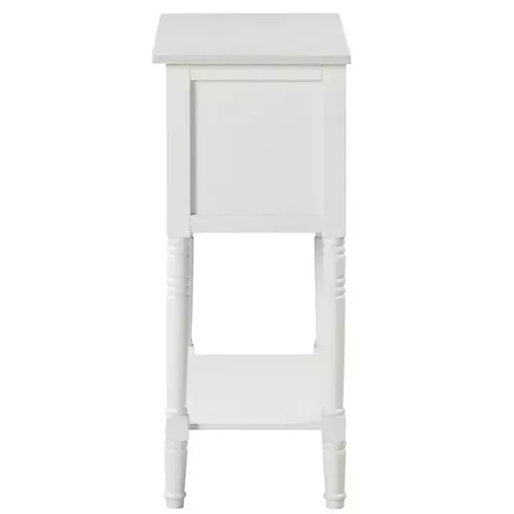 White 3-Drawer Turned Legs Accent Table