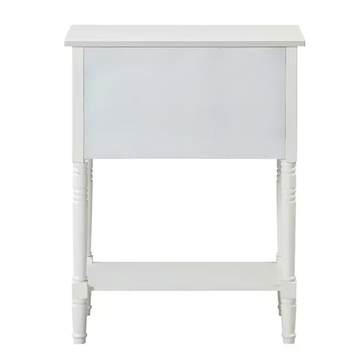 White 3-Drawer Turned Legs Accent Table