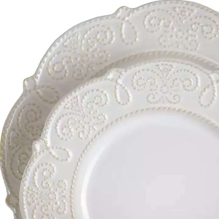 White Embossed Scalloped 16-pc. Dinnerware Set