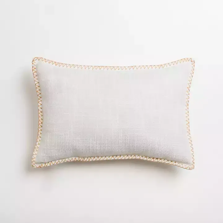 White Embroidered Joy Christmas Pillow