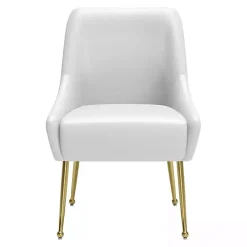 White Faux Leather Gold Maxine Dining Chair