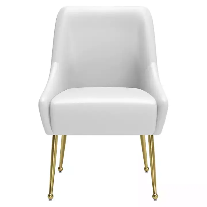 White Faux Leather Gold Maxine Dining Chair