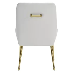 White Faux Leather Gold Maxine Dining Chair