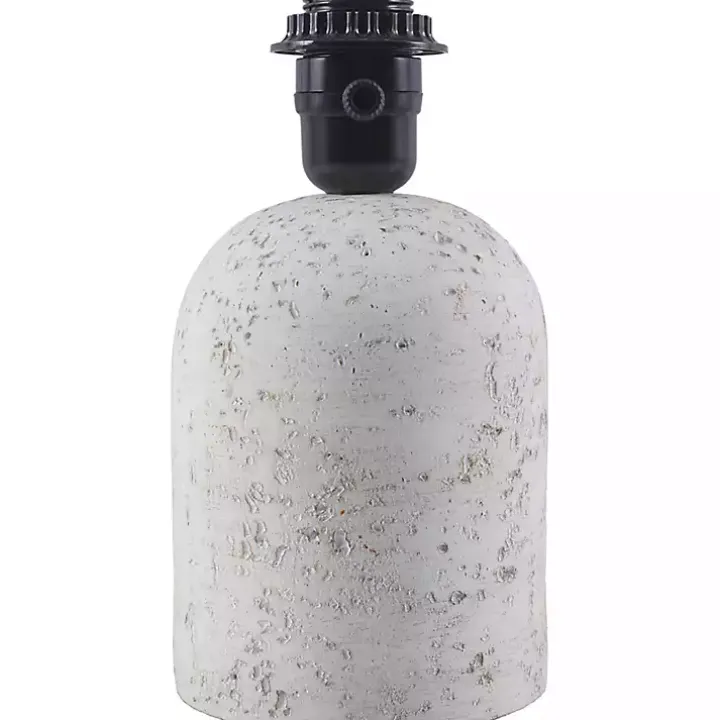 White Faux Stone Table Lamp with Scalloped Shade
