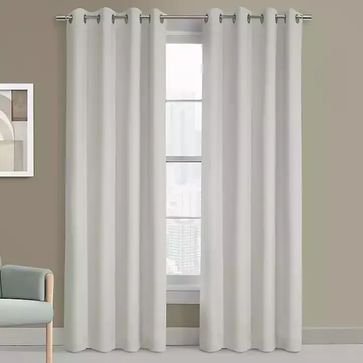 White Faux Suede Blackout Curtain Panel, 63 in.