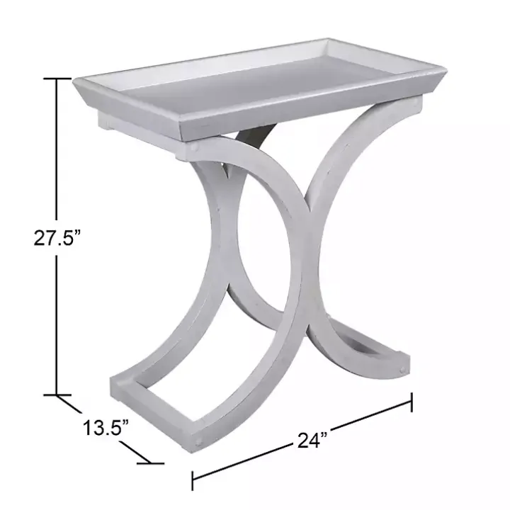 White Fir Wood Curved Tray C-Table