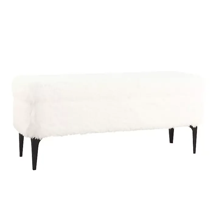 White Fur Storage Bench