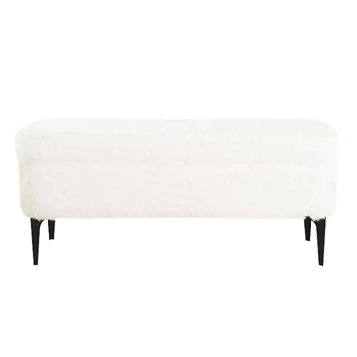 White Fur Storage Bench