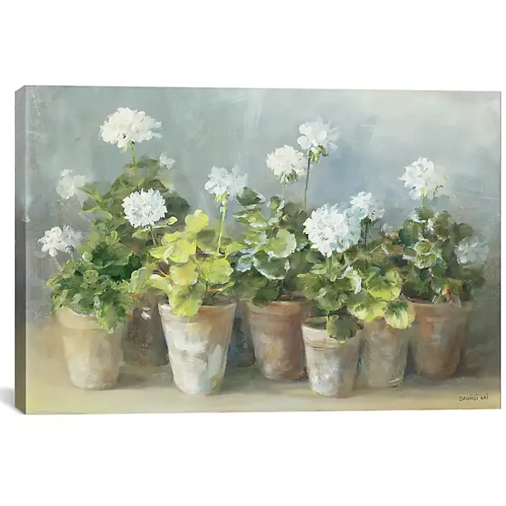 White Geraniums Canvas Art Print, 40x26 in.