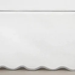 White Gray Scalloped Coastal Queen Bed Skirt