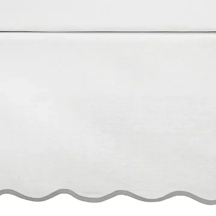 White Gray Scalloped Coastal King Bed Skirt