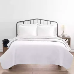 White Herringbone Quilted 3-pc. Queen Coverlet Set