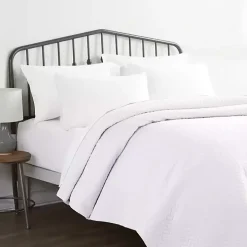 White Herringbone Quilted 3-pc. Queen Coverlet Set