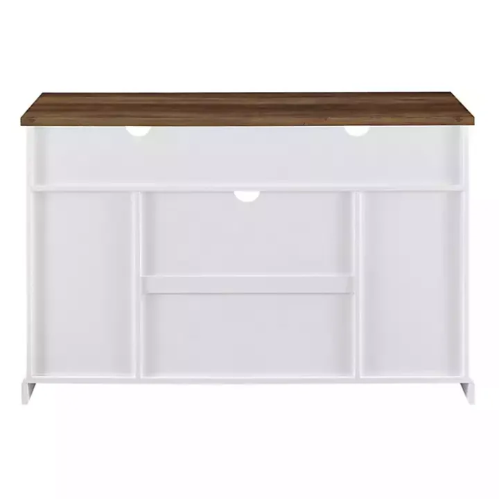 White Highboy Sliding Barn Door Media Cabinet