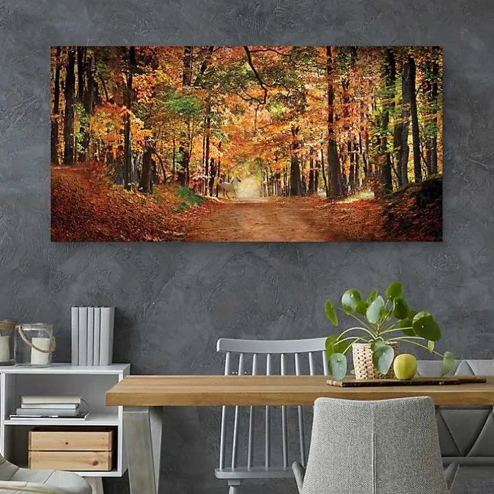 White Horse In Autumn Canvas Art Print