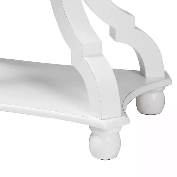 White Hourglass Wood Accent Table