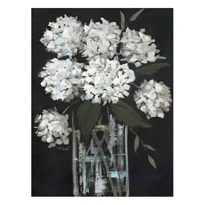 White Hydrangea Giclee Canvas Art Print