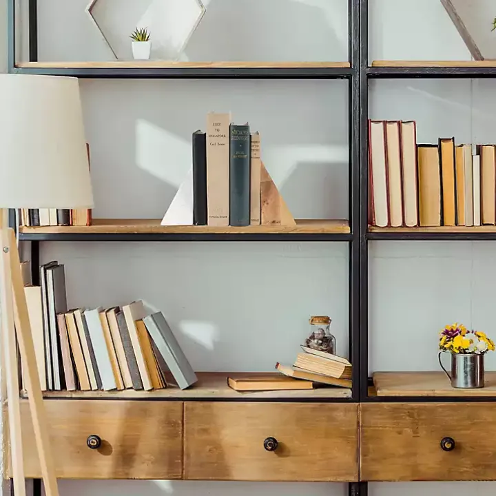 White Marble & Mango Wood Bookends