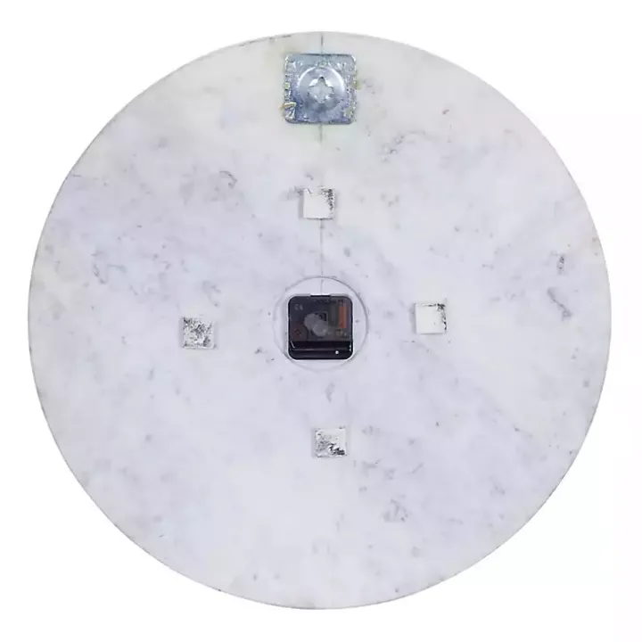 White Marble and Gold Accent Wall Clock, 20 in.