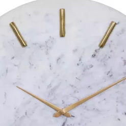 White Marble and Gold Accent Wall Clock, 20 in.
