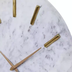 White Marble and Gold Accent Wall Clock, 20 in.