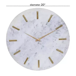 White Marble and Gold Accent Wall Clock, 20 in.