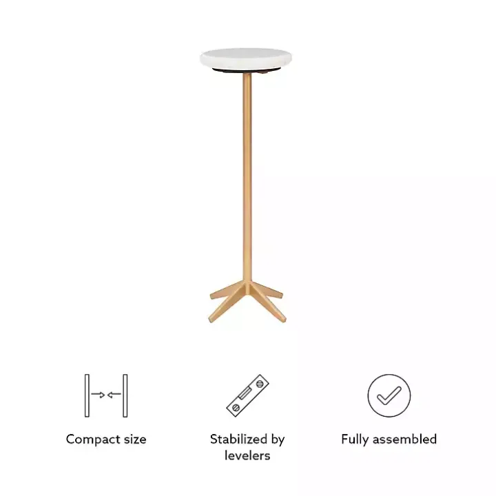 White Marble and Gold Base Cocktail Table