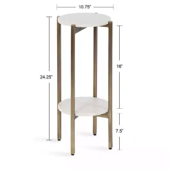 White Marble Gold Accent Table