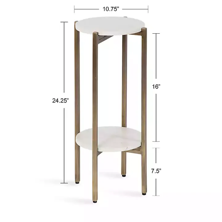 White Marble Gold Accent Table