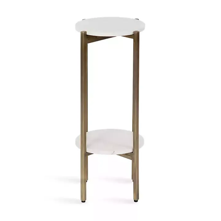 White Marble Gold Accent Table