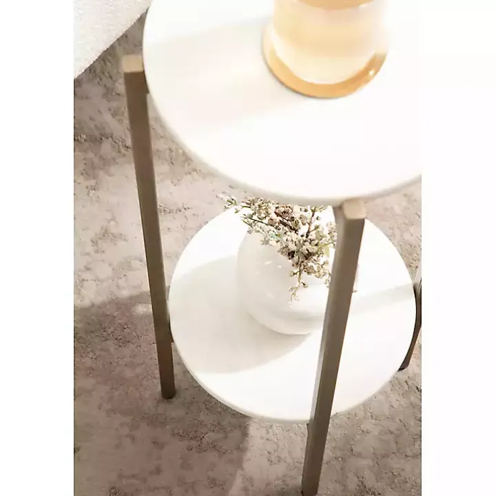 White Marble Gold Accent Table