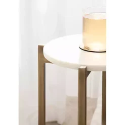 White Marble Gold Accent Table