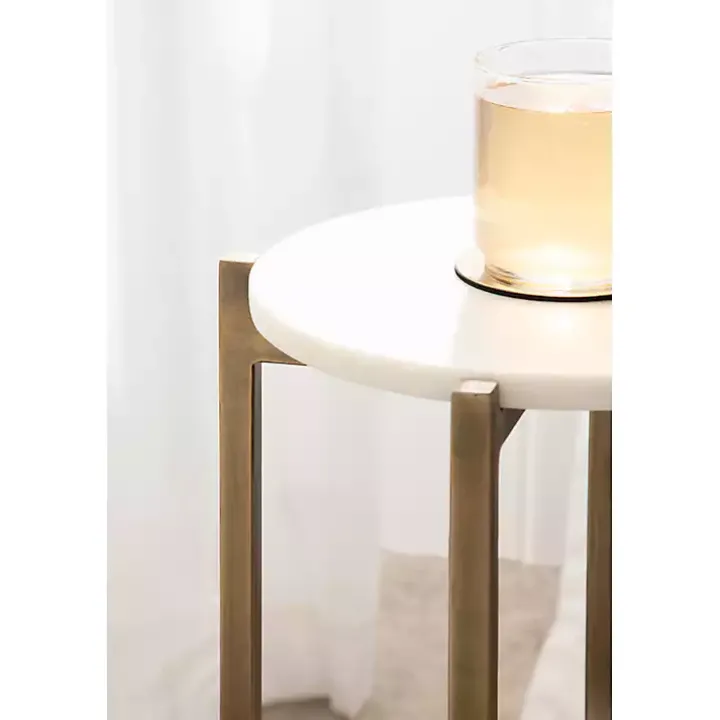 White Marble Gold Accent Table