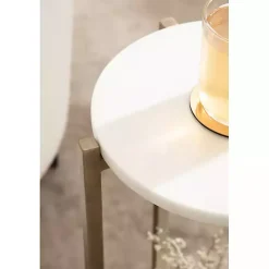 White Marble Gold Accent Table
