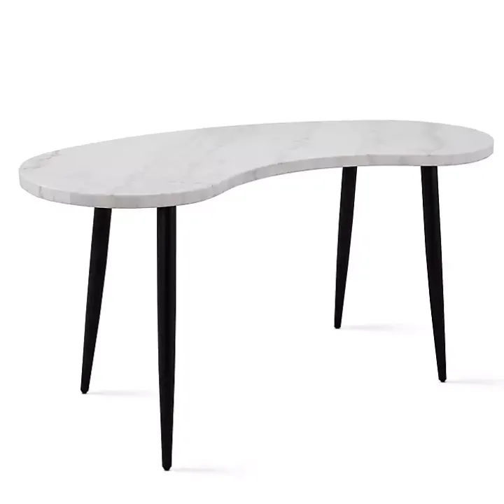 White Marble Kidney Shaped Desk