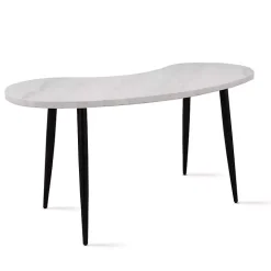 White Marble Kidney Shaped Desk