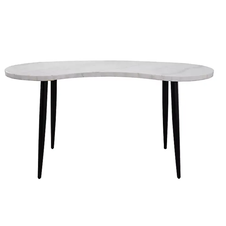 White Marble Kidney Shaped Desk