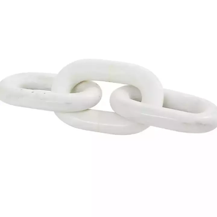 White Marble 3-Link Chain Sculpture